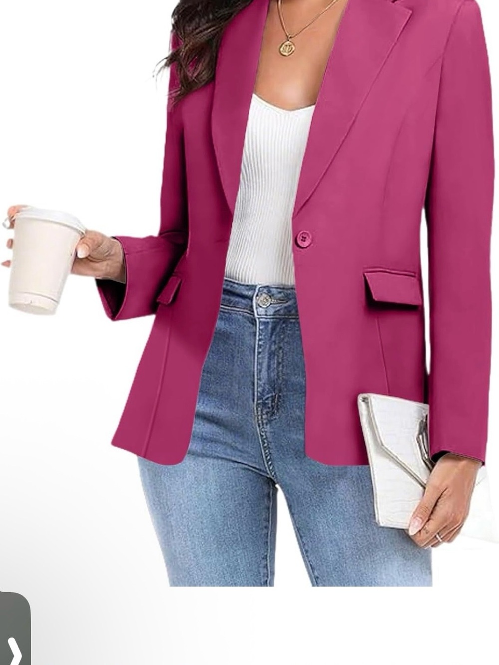 Single-Button Women's Blazer in Magenta
